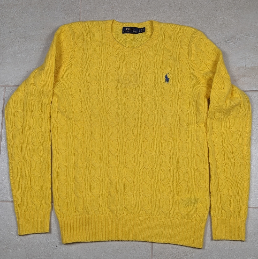 Polo Ralph Lauren Julianna Crewneck Cable Knit Sweater Lot of  2 Yellow White